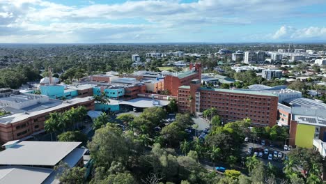 aerial orbiting shot of brisbanes prince charles hospital