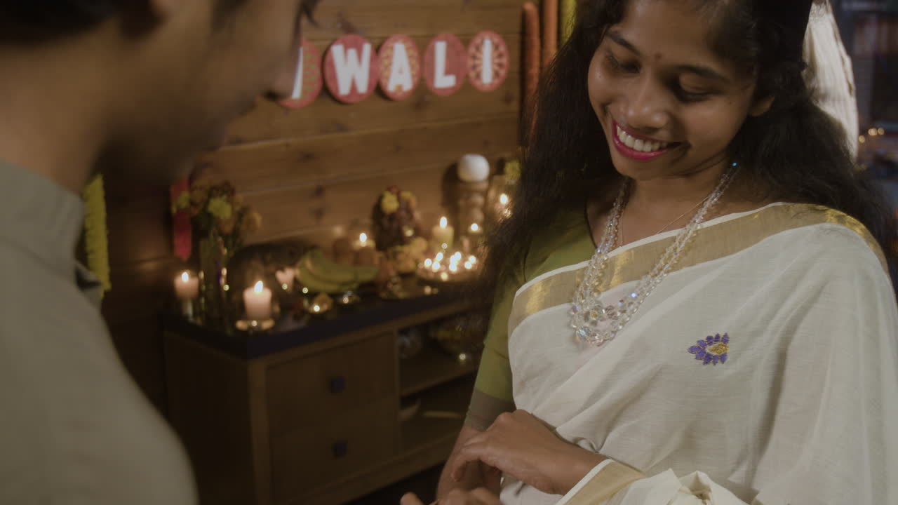 Indian Celebration with Sari and Candles