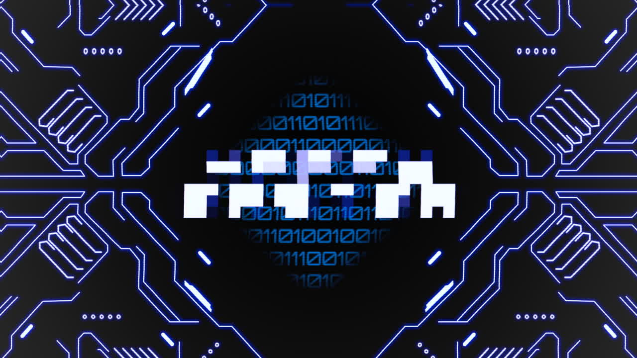 Happy Easter with cyberpunk blue computer motherboard