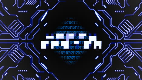 feliz pascua con la placa base azul de la computadora cyberpunk