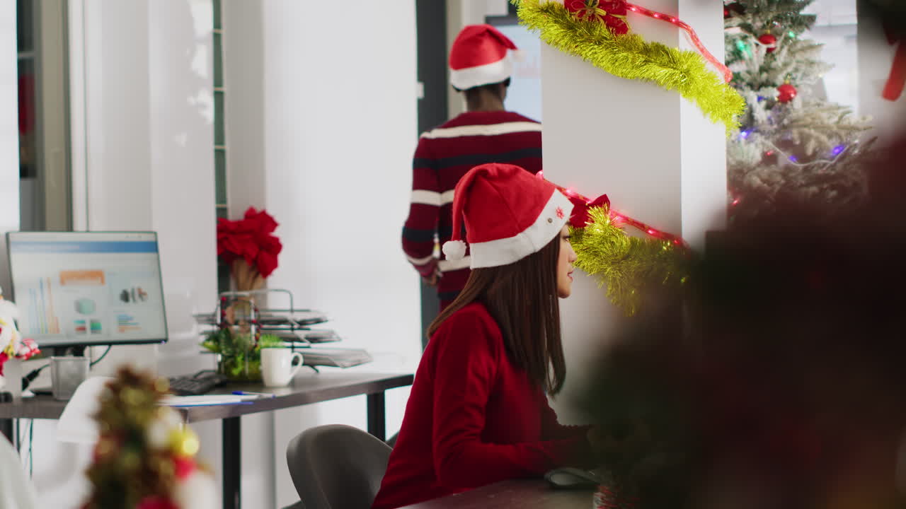 Festive Office Video Call During Christmas