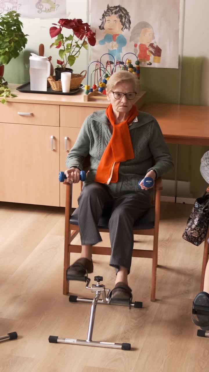 Senior people doing exercises at rehabilitation center