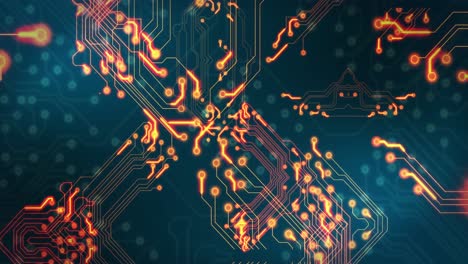 animación del circuito tecnológico sobre un fondo negro