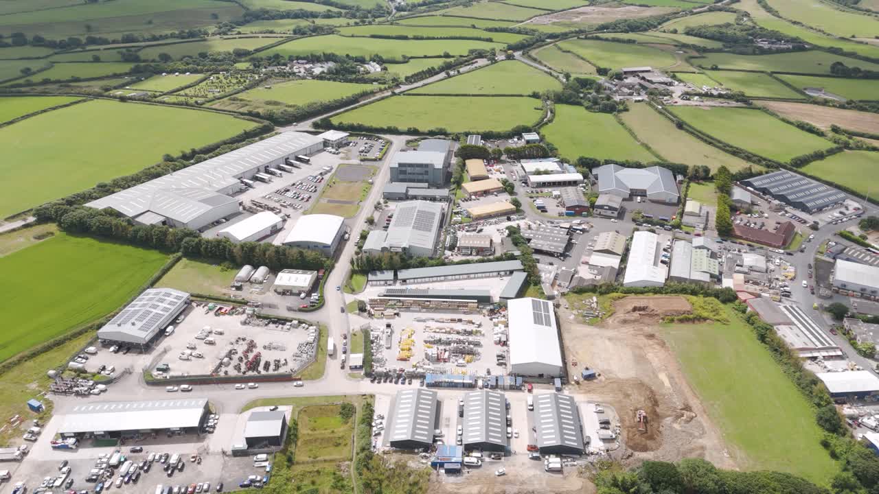 Aerial View of an Industrial Park in a Rural Landscape