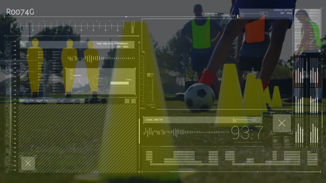 animación del procesamiento de datos sobre diversos jugadores de fútbol