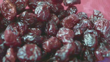 detail shot of dried cranberries on table