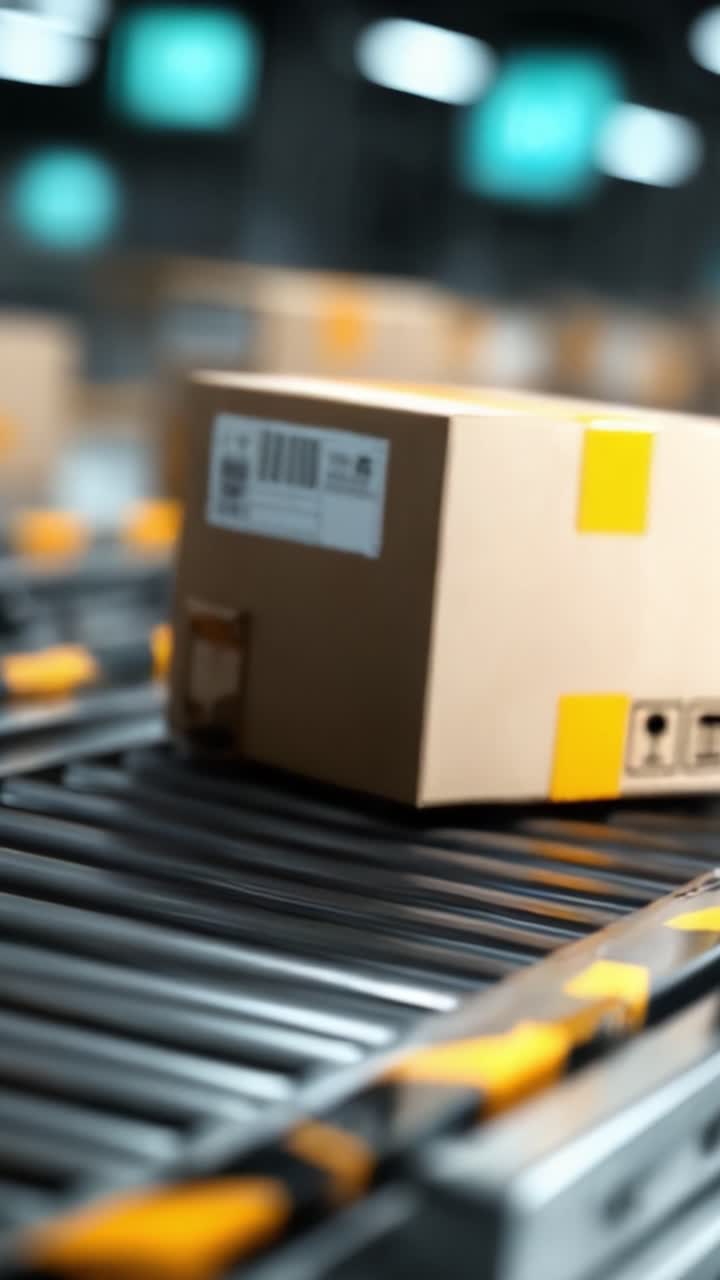 Conveyor Belt System Efficiently Handling Packages for Shipment and Distribution in a Modern Logistics Center Showcasing Advanced Automation Technology