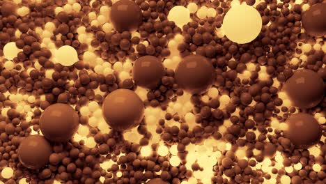 4k 3d seamless loop animation of beautiful small and large spheres or balls cover plane as abstract simple geometric background. some spheres glow. in one color tone like sepia