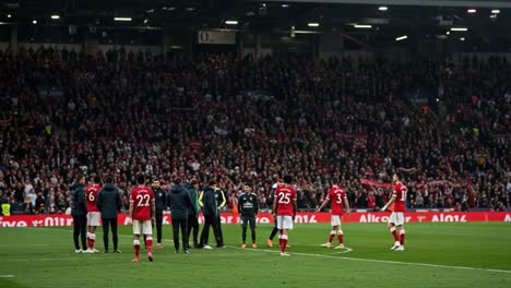 a dramatic moment on the field: players surrounding an injured teammate amidst a sea of supportive fans in a high-stakes match