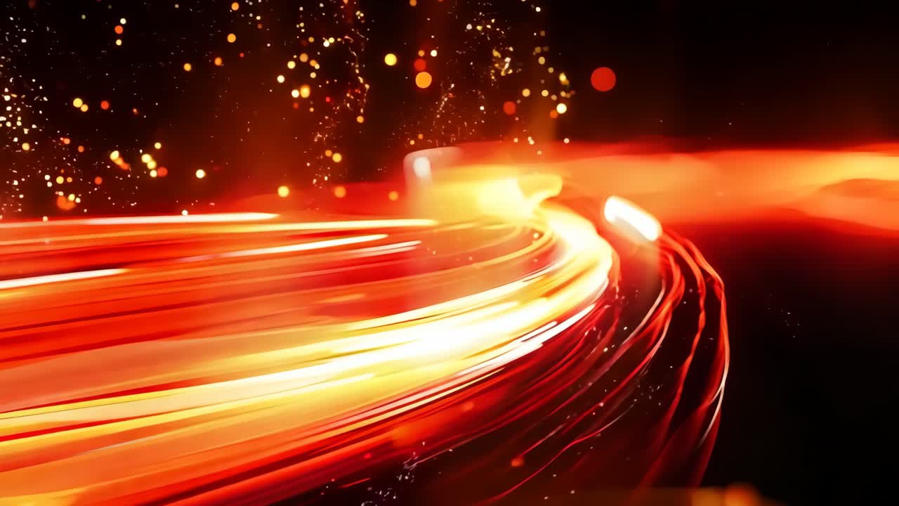 검은색 배경에 빨간색과 노란색의 빛 줄무의 흐릿한 이미지