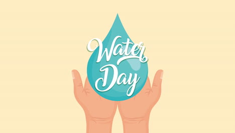 water day campaign animated with hands lifting drop