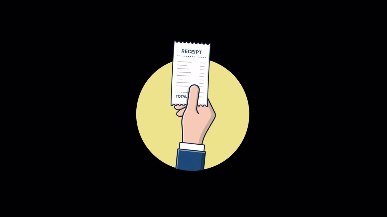 Animated Hand Holding a Paper Receipt