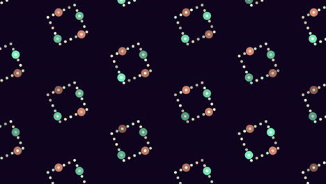 tiled purple and green dot pattern on black background