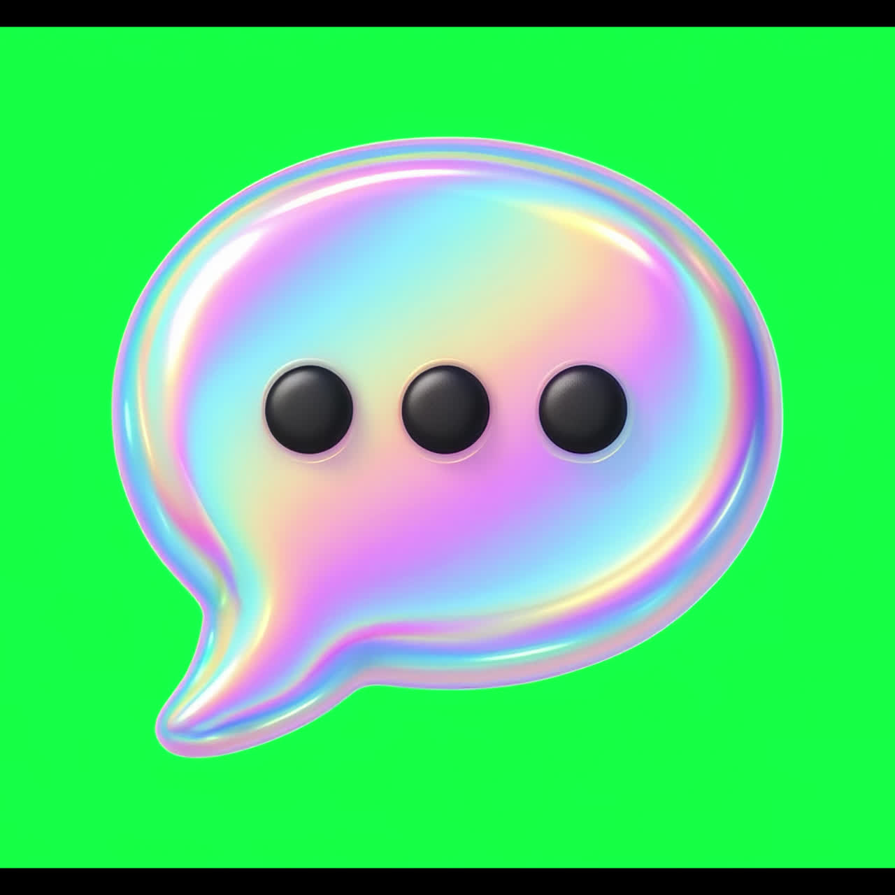 Colorful holographic chat icon animation isolated asset, transparent 4K video, alpha channel, ProRes