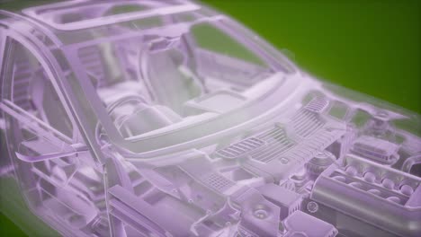 Animación-Holográfica-Del-Modelo-De-Coche-De-Estructura-Metálica-3d