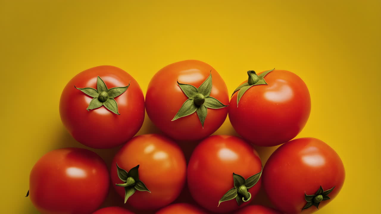 Fresh Red Tomatoes on a Yellow Background