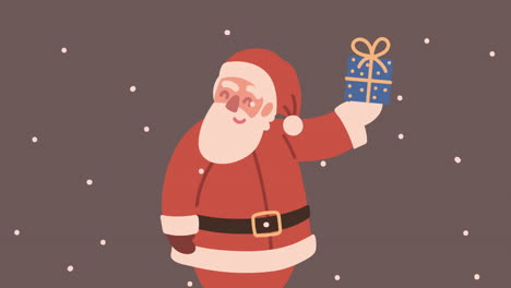 happy merry christmas animation with santa lifting gift