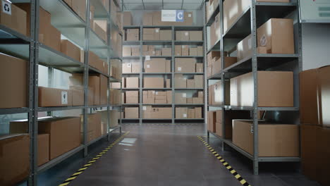 warehouse interior with cardboard boxes