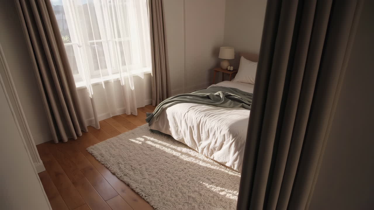 Cozy Bedroom in the Morning Sunlight