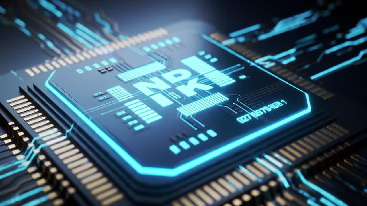 Watch as we delve into the details of a contemporary microprocessor. The glowing pathways highlight the complexity of technology in a fascinating display of innovation.