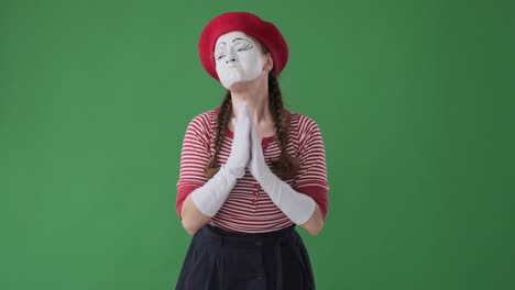 mime artist clapping and celebrating