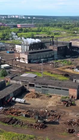 aerial view of an abandoned industrial complex