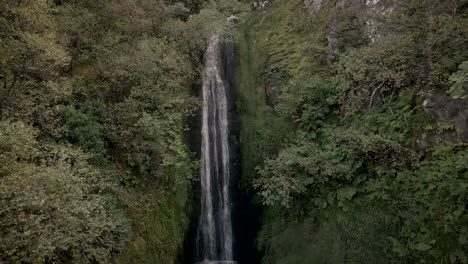 glenevin waterfall drone view bright day