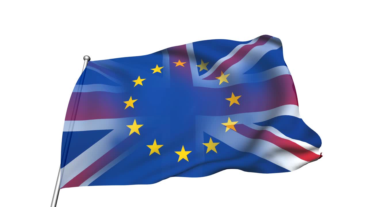 United Kingdom to European Union flag transition (transparent, looping, alpha channel)