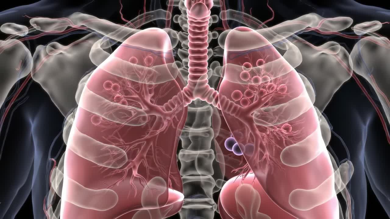 Detailed Illustration of Human Lungs Showcasing the Bronchi, Alveoli, and Vascular Network in a Captivating 3D View for Enhanced Understanding of Pulmonary Anatomy