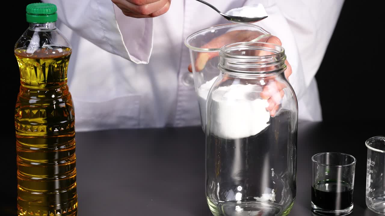 creando una lámpara de lava usando aceite y azúcar