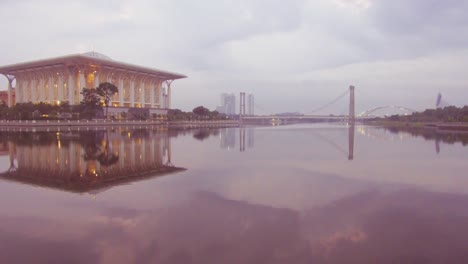 iron mosque in putrajaya a beautiful view at sunrise, kuala lumpur, malaysia