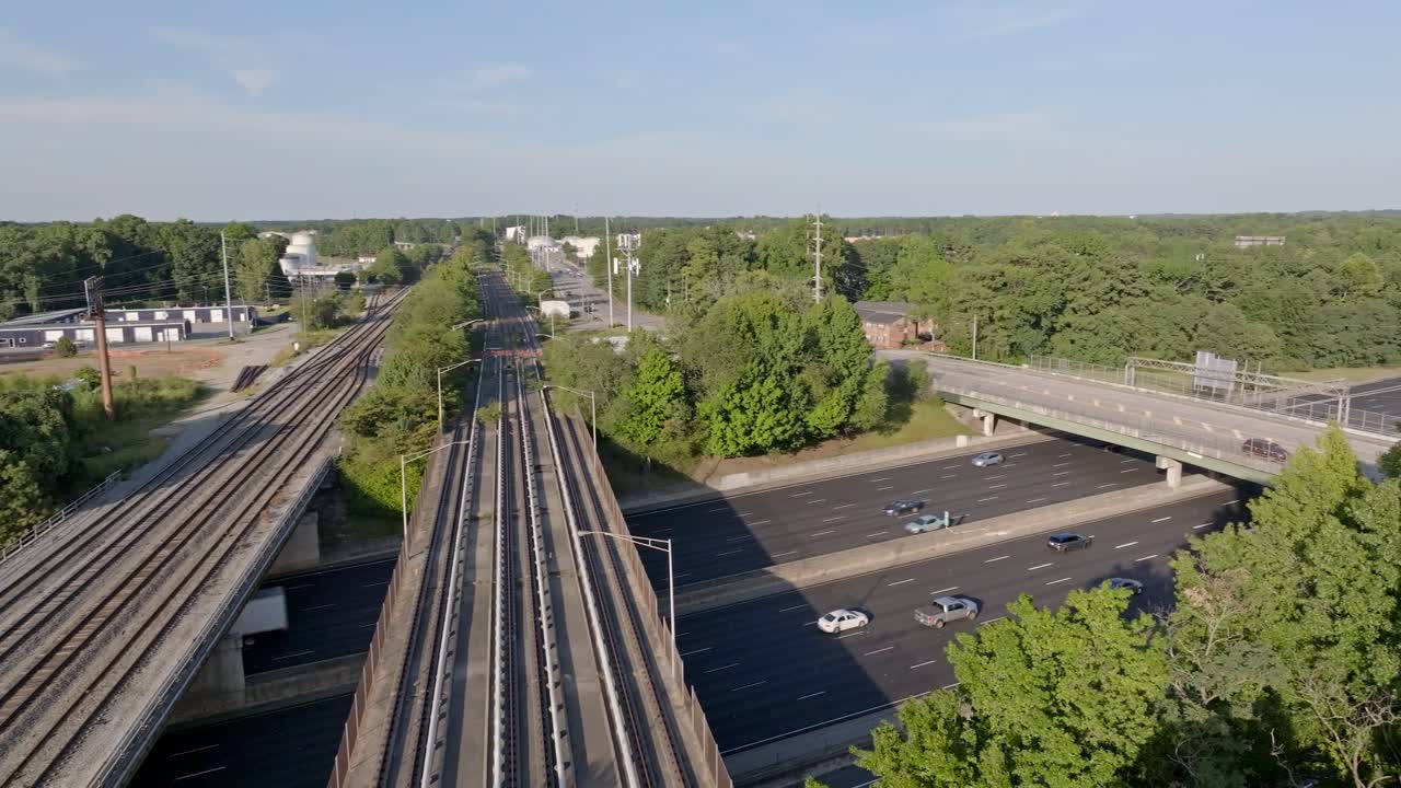 The perimeter interstate highway 285 under subway train railtrack, Atlanta, Georgia