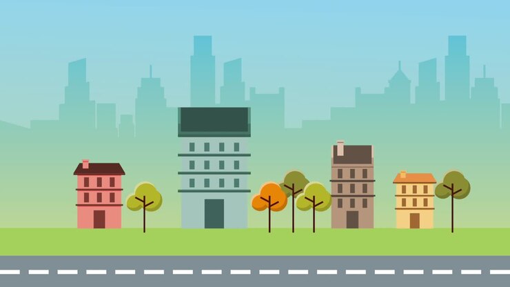 animazione alberi del distretto urbano