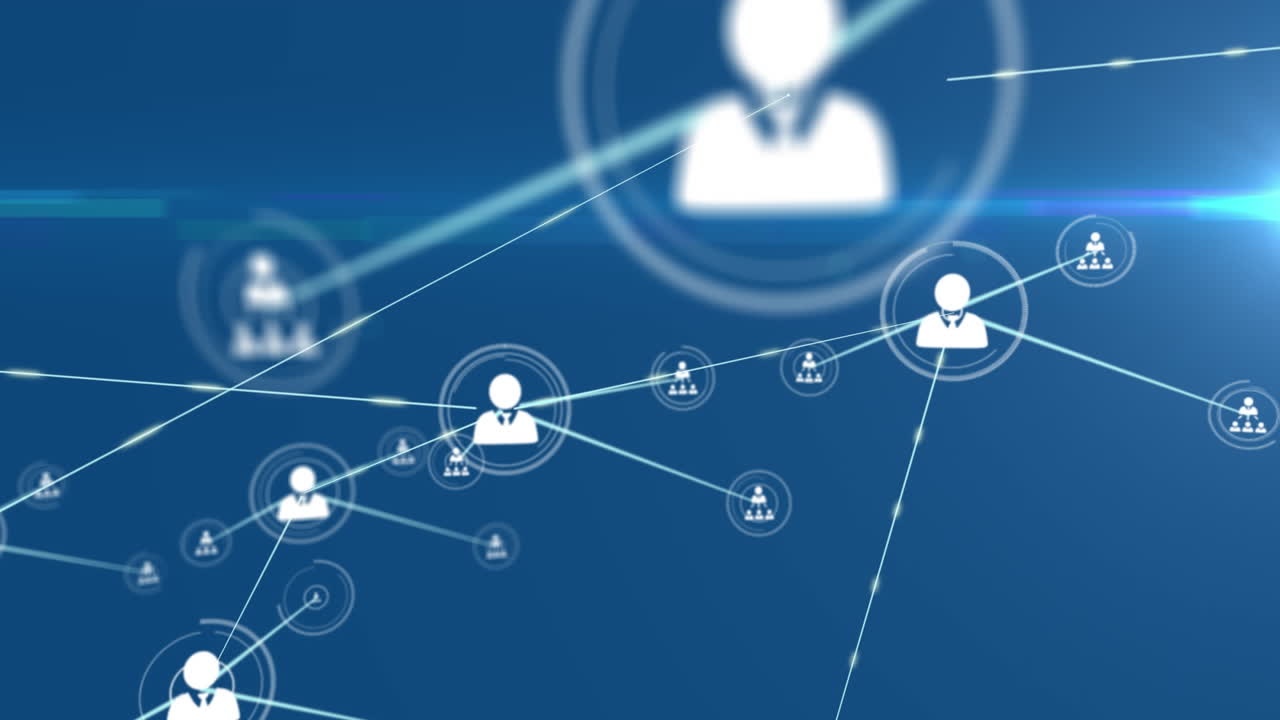 animación de la red de conexiones sobre fondo azul