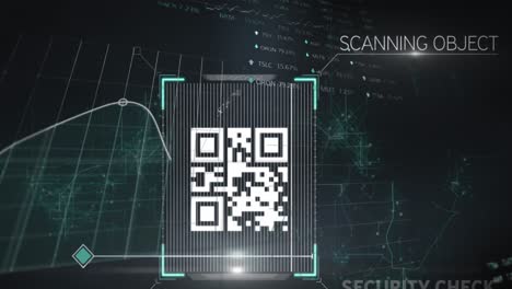 Animation-Von-QR-Code-Und-Verbindungen-Auf-Schwarzem-Hintergrund