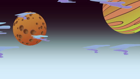 Cartoon-animation-background-with-moon-and-planet-in-space-1