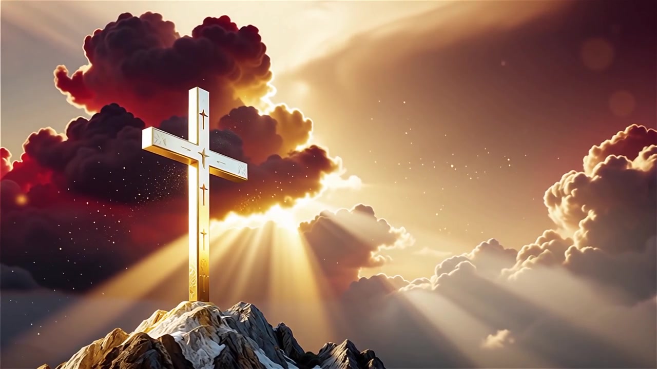 Christian Cross Heavenly Light Worship Background