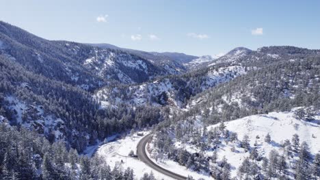 Freeway-in-Boulder-Canyon-Forest-Mountain-Range---Boulder-Canyon,-Colorado---Daytime