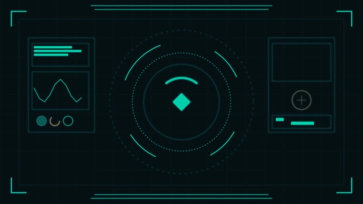 Futuristisk digital HUD-grænseflade med roterende cirkulære elementer