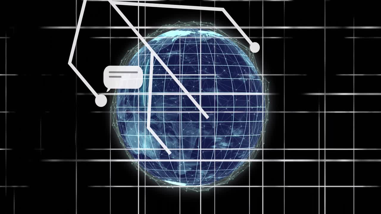 animación de un chat y procesamiento de datos en el mundo y la cuadrícula