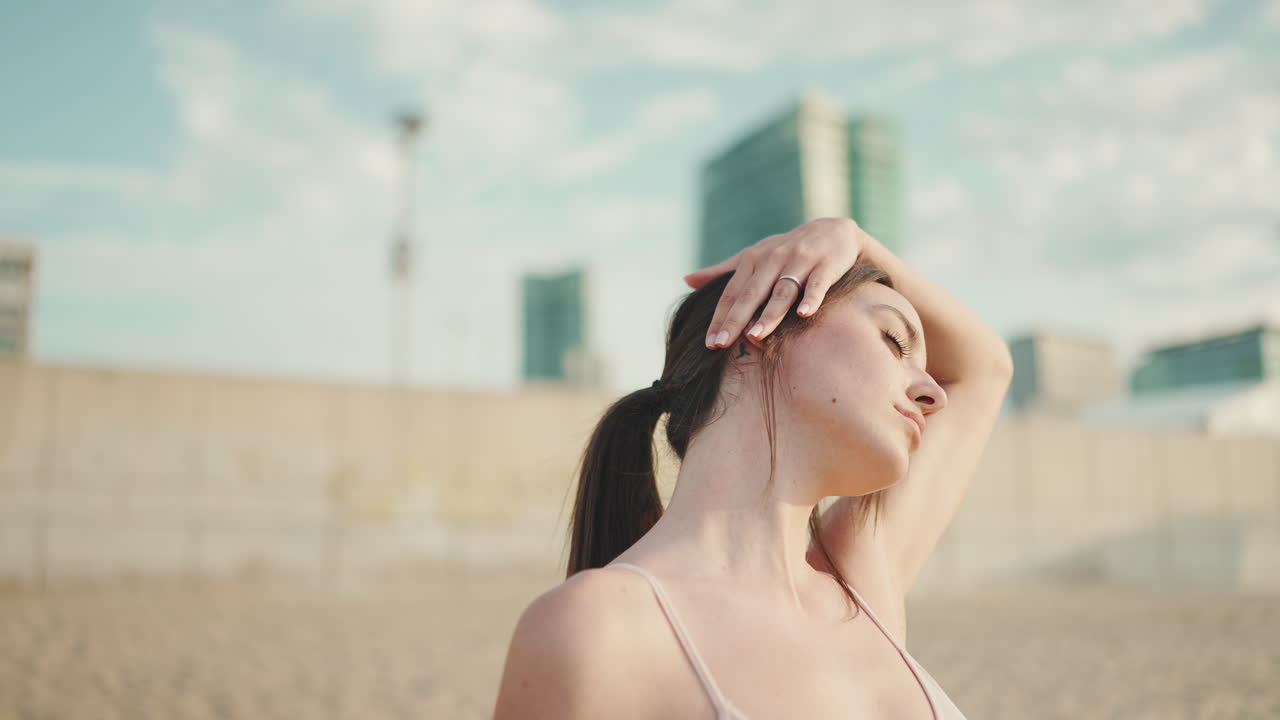 A woman relaxing on the beach