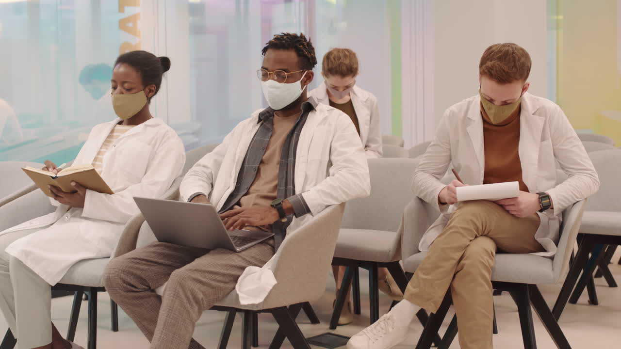 Female Medical Student Being Late for Class