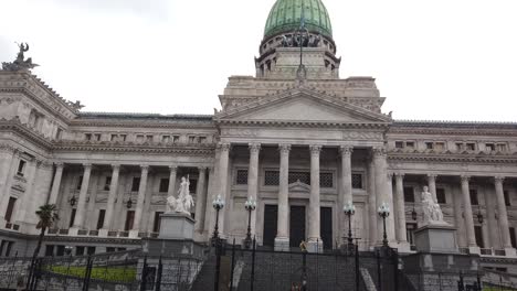 close panoramic shot of argentine national congress iconic building of deputies