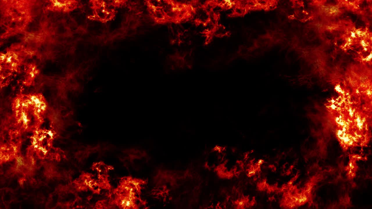 Burning fire frame on black background. Ideal for visual effects and abstract background motion graphics.