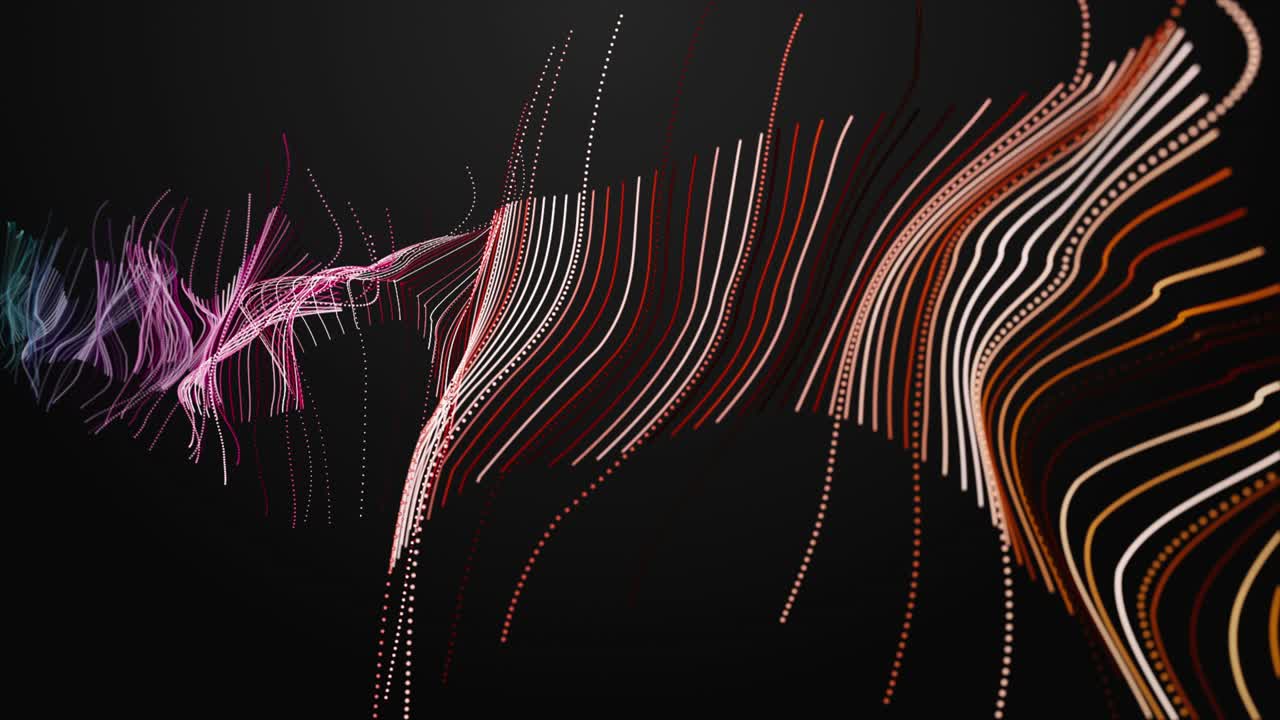 Futuristic animation with particle wave object in slow motion, 4096x2304 loop 4K
