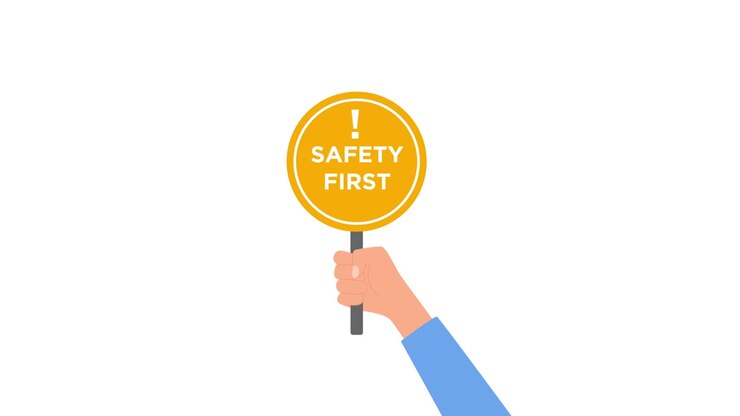 Animated Graphic of Hand Holding "Safety First" Sign