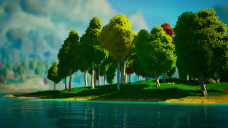 Cartoon-Green-Forest-Landscape-with-Trees-and-lake