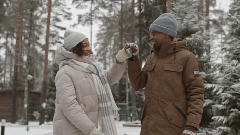 couple having fun in the snow