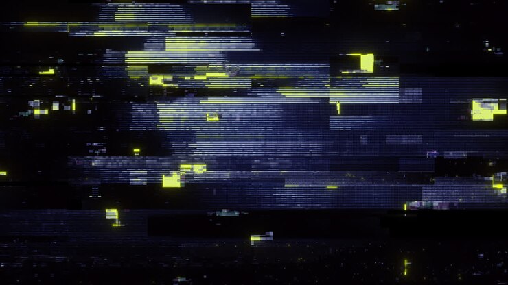 Abstract Digital Glitch Effect with Flickering Lines