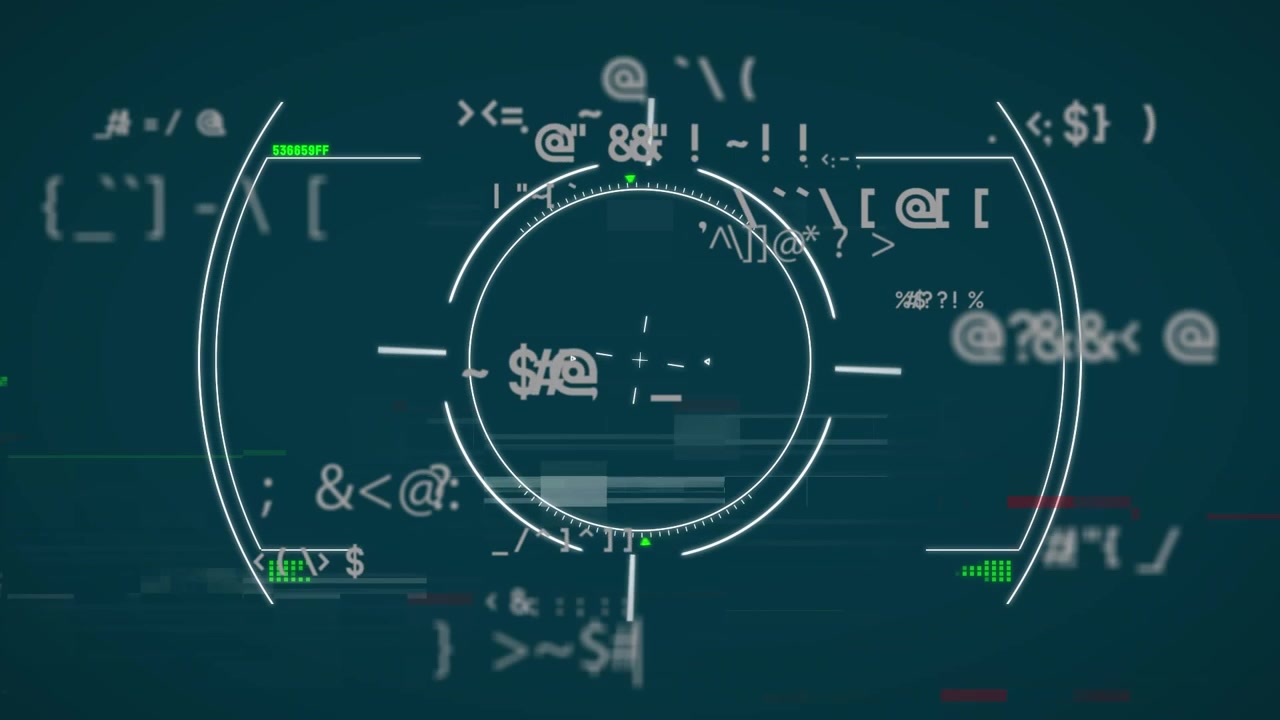 The animation consists of multiple white symbols changing on a black background